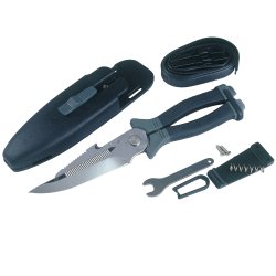 Soprasub Divers Universal Knife 2-i-1 dykkerkniv og saks med sav og linet�rer i 420 rustfrit st�l