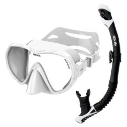 SEAC Rondo Dry Snorkels�t � Orange/Hvid (Maske, T�rsnorkel &amp; Taske)